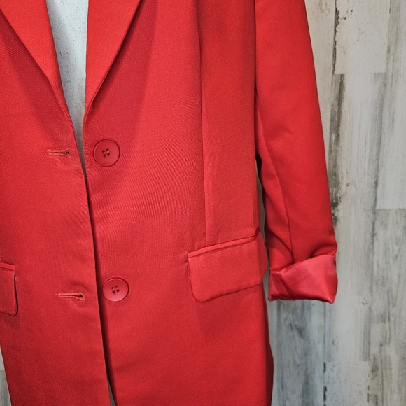 Sophie & Trey Womens Red Double-Breasted Blazer Jacket Size Large Modern Classic - Picture 3 of 14